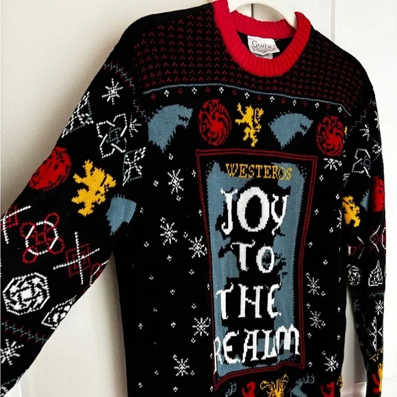 Game of Thrones Westeros Ugly Christmas Holiday Sweater “Joy To The Realm” Large - Picture 2 of 6